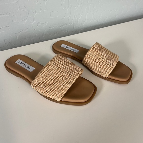 Steven Madden Raffia Slide Sandals - Picture 1 of 6